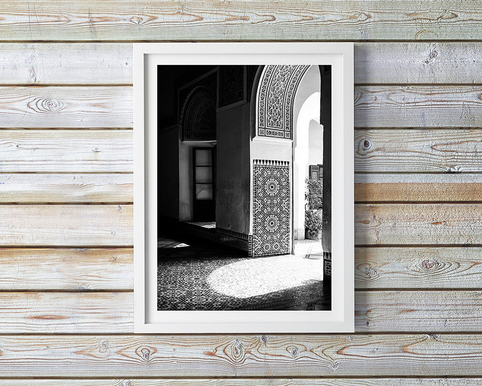 moroccan style interior artwork for home large moroccan print for wall framed Moroccan style photo print black and white moroccan interior design style