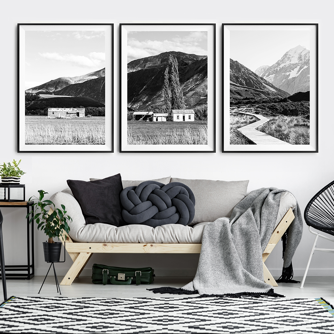 Black and White Print / New Zealand Print / Mount Cook
