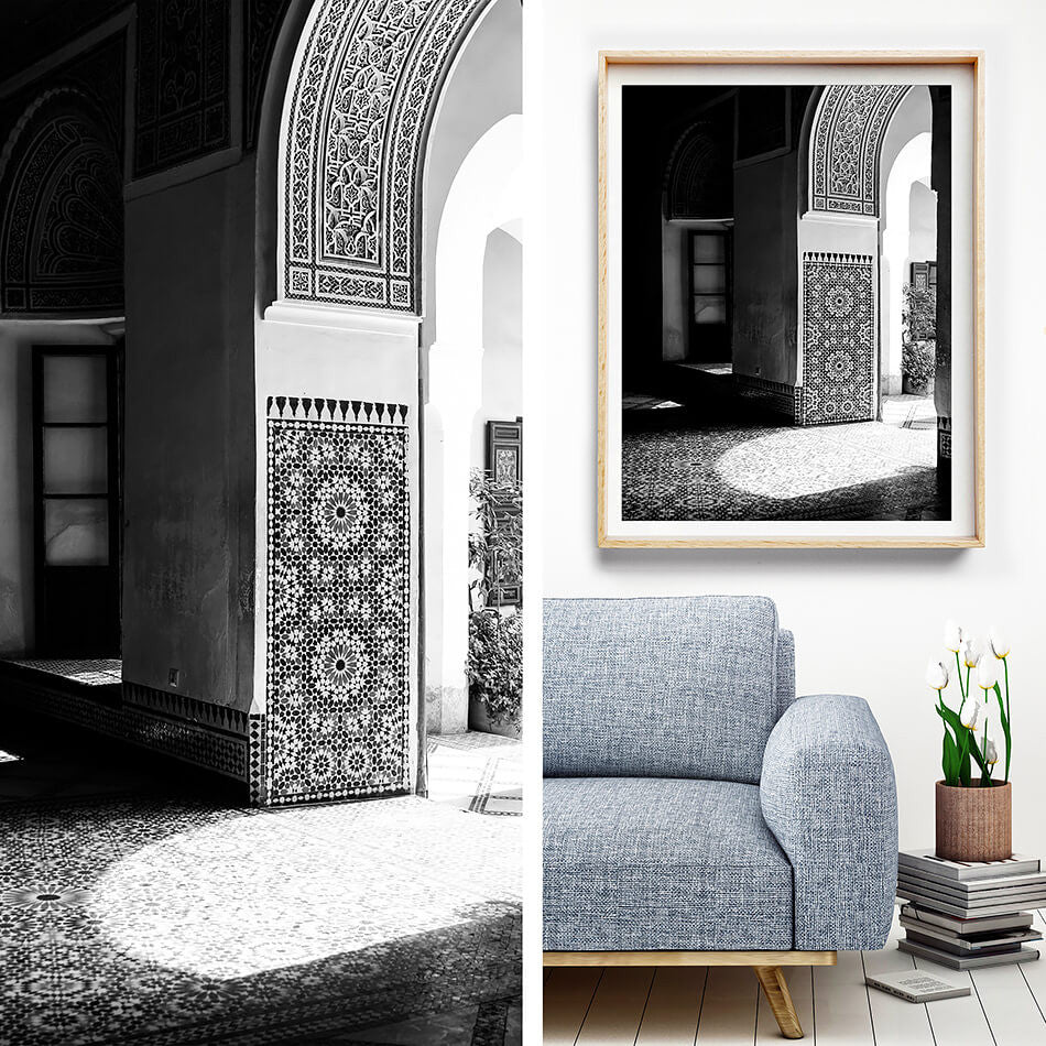 Morocco Travel Photography / Black and White Interior / Monochrome