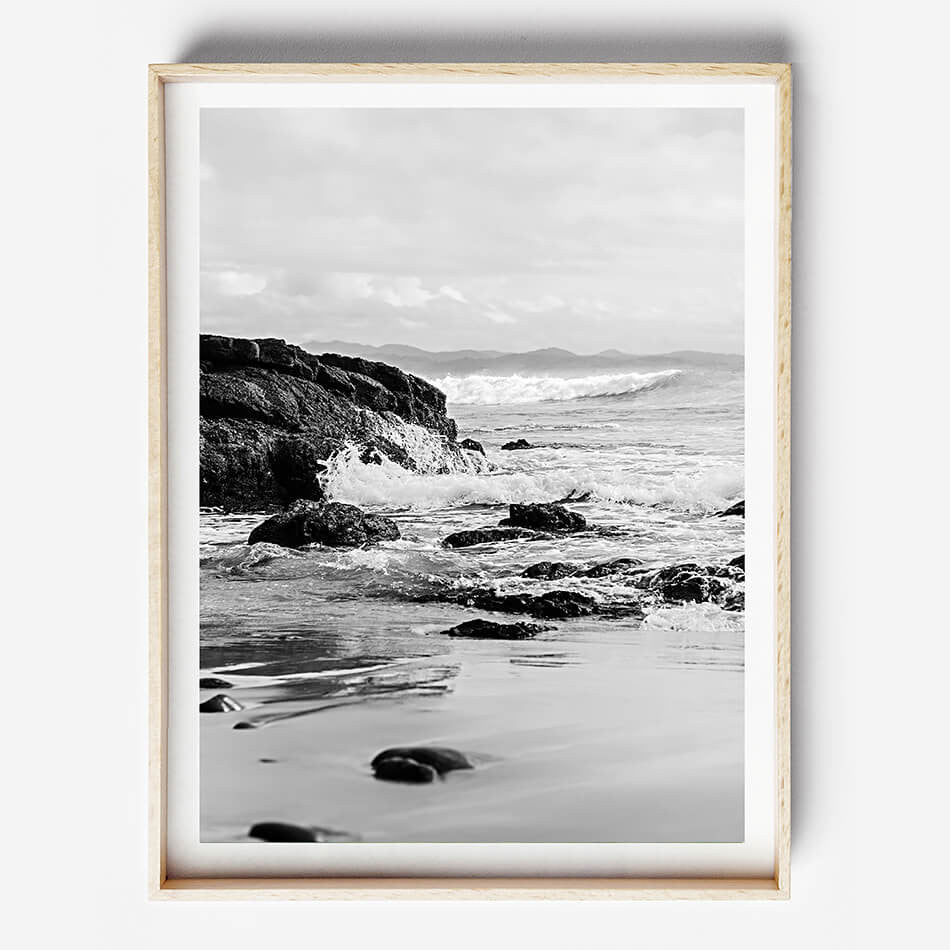 Beach Print, Byron Bay Photography, Black and White Print