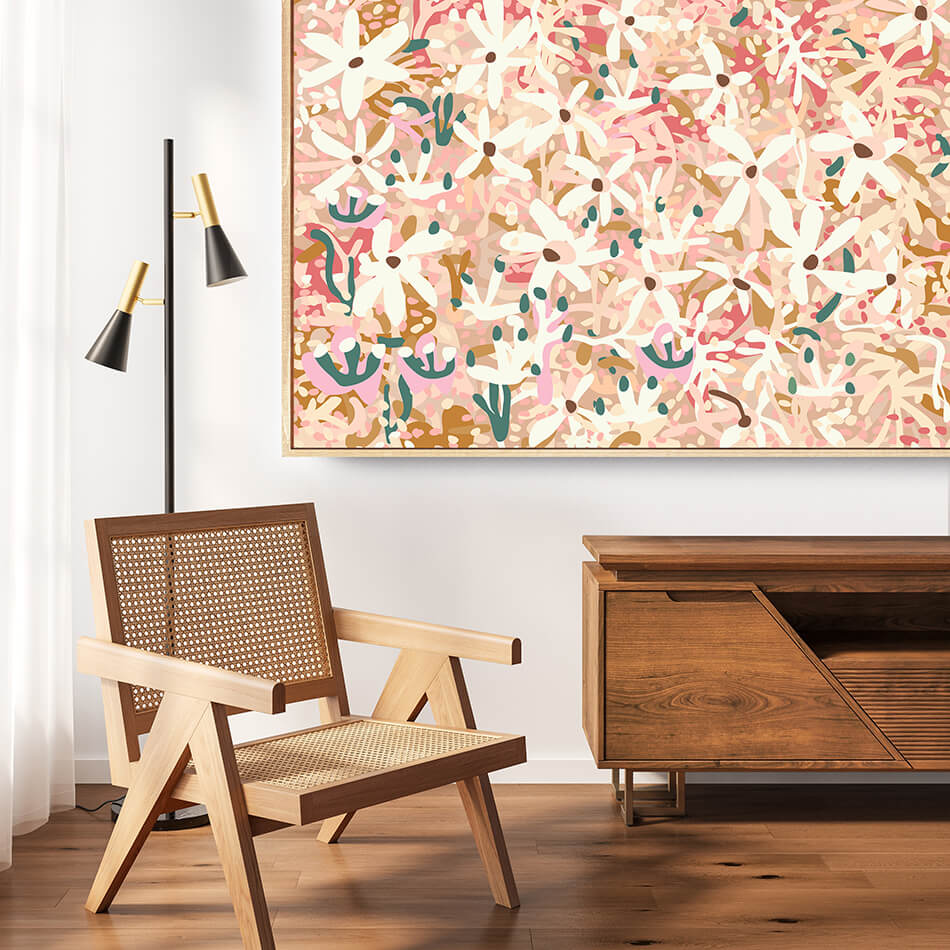 pink and pastel toned canvas artwork brisbane artist