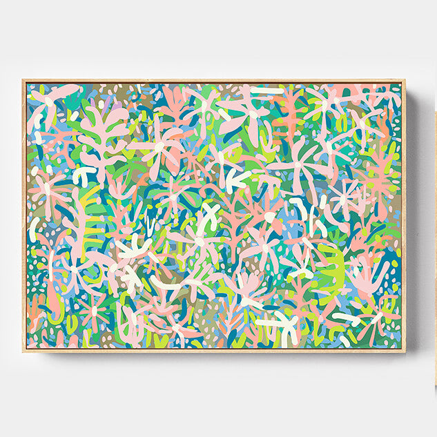 Colorful abstract patterned artwork on a white background