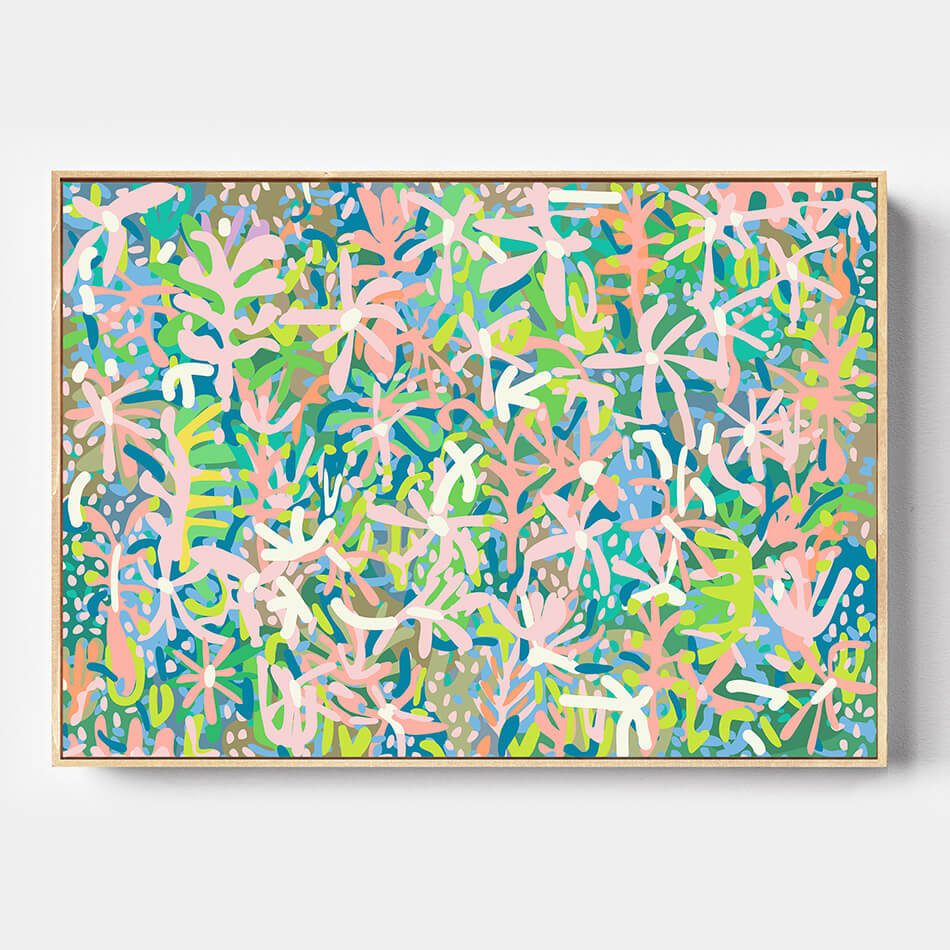 Colorful abstract patterned tray on a white background