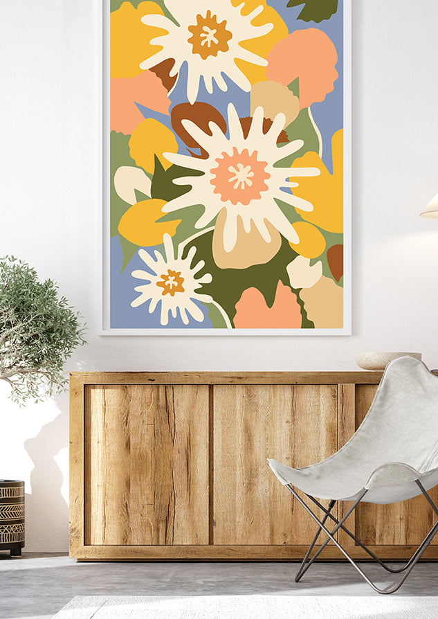 Garden Melody / Botanicals Art Print-botanicals art print-colourful flower print-flower art-plant and leaf print-australian plant art-australian artist-Clair Estelle