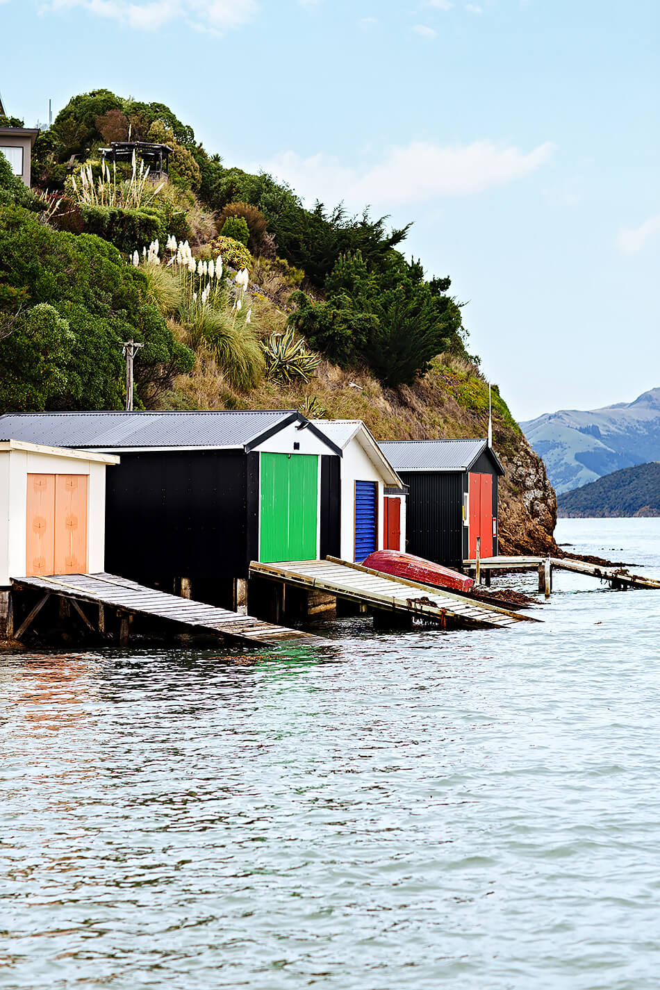 Duvauchelle boat shed new zealand south island colourful boat shed near queenstown