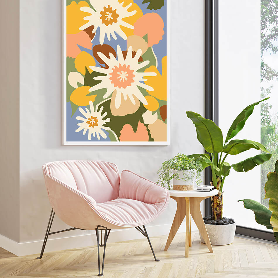 Garden Melody / Botanicals Art Print-botanicals art print-colourful flower print-flower art-plant and leaf print-australian plant art-australian artist-Clair Estelle