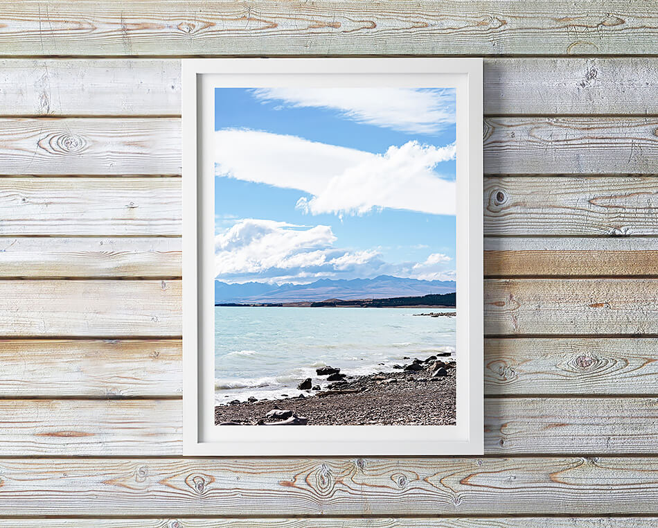 beach print grey tones interior lake tekapo new zealand travel photography
