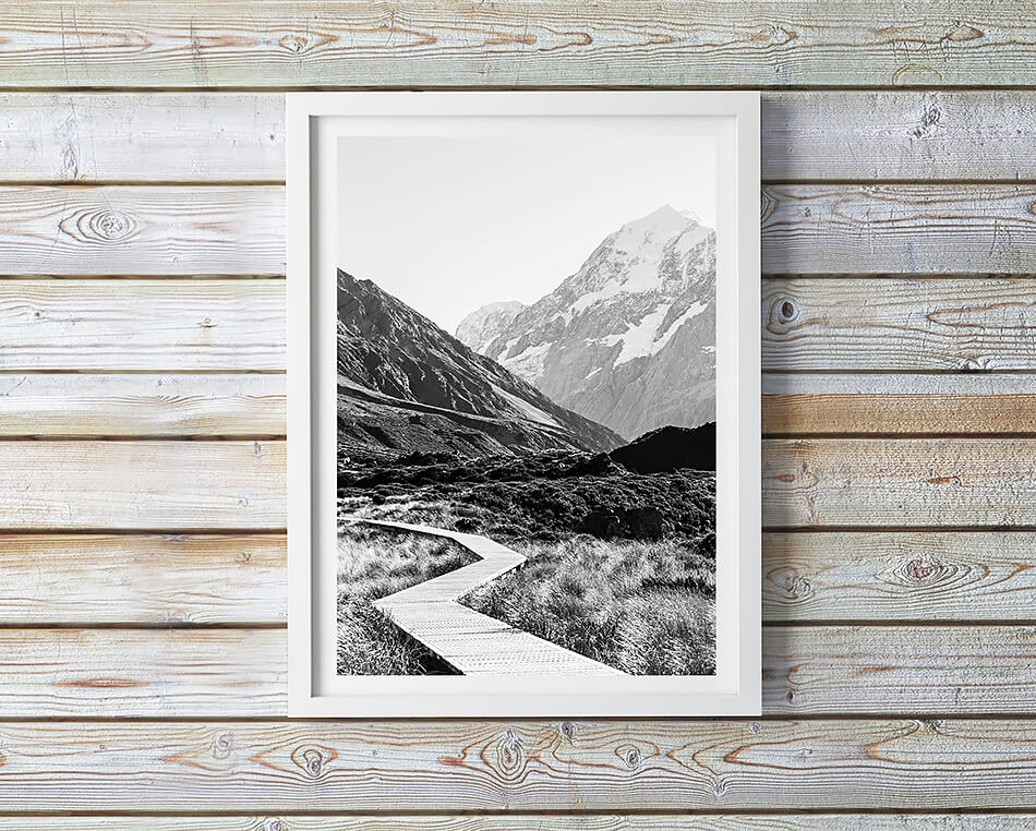 black and white print home interior monochrome interior print new zealand photography mount cook