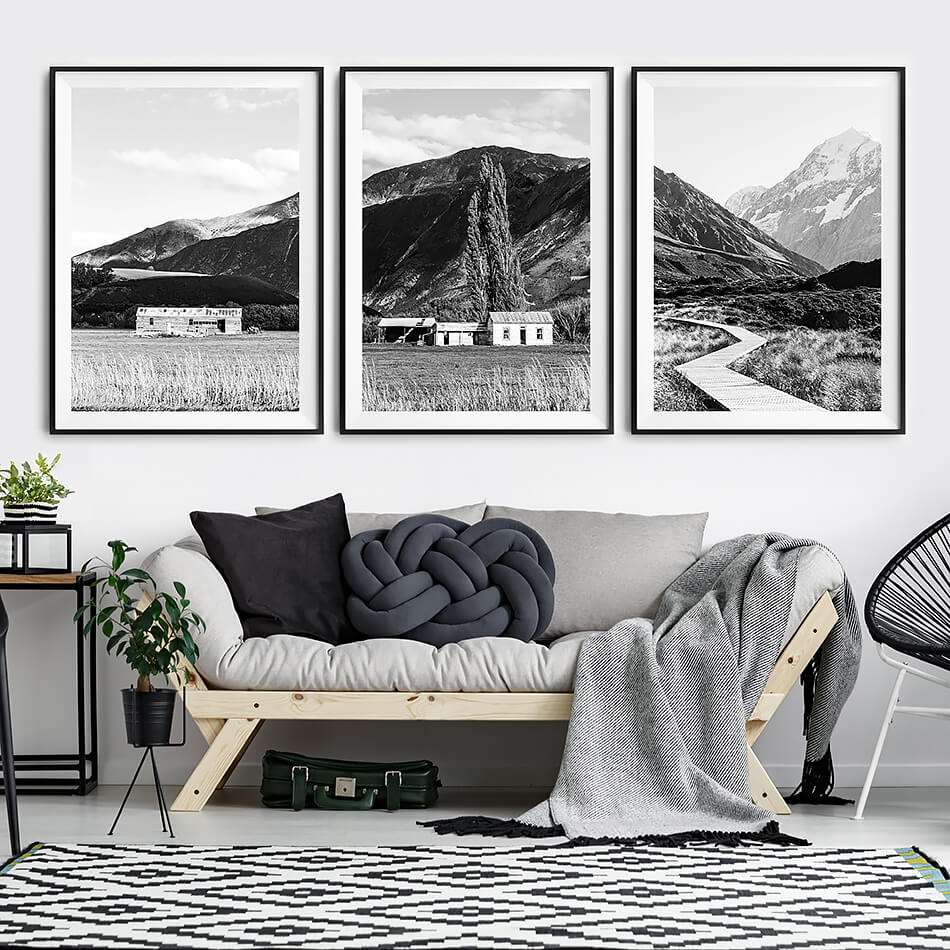 black and white print home interior monochrome interior print new zealand photography mount cook