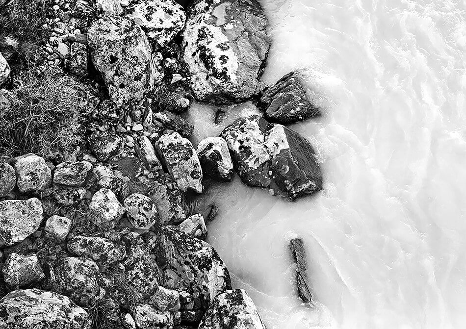 black and white photo print black and white interior print for wall of water in new zealand monochrome print