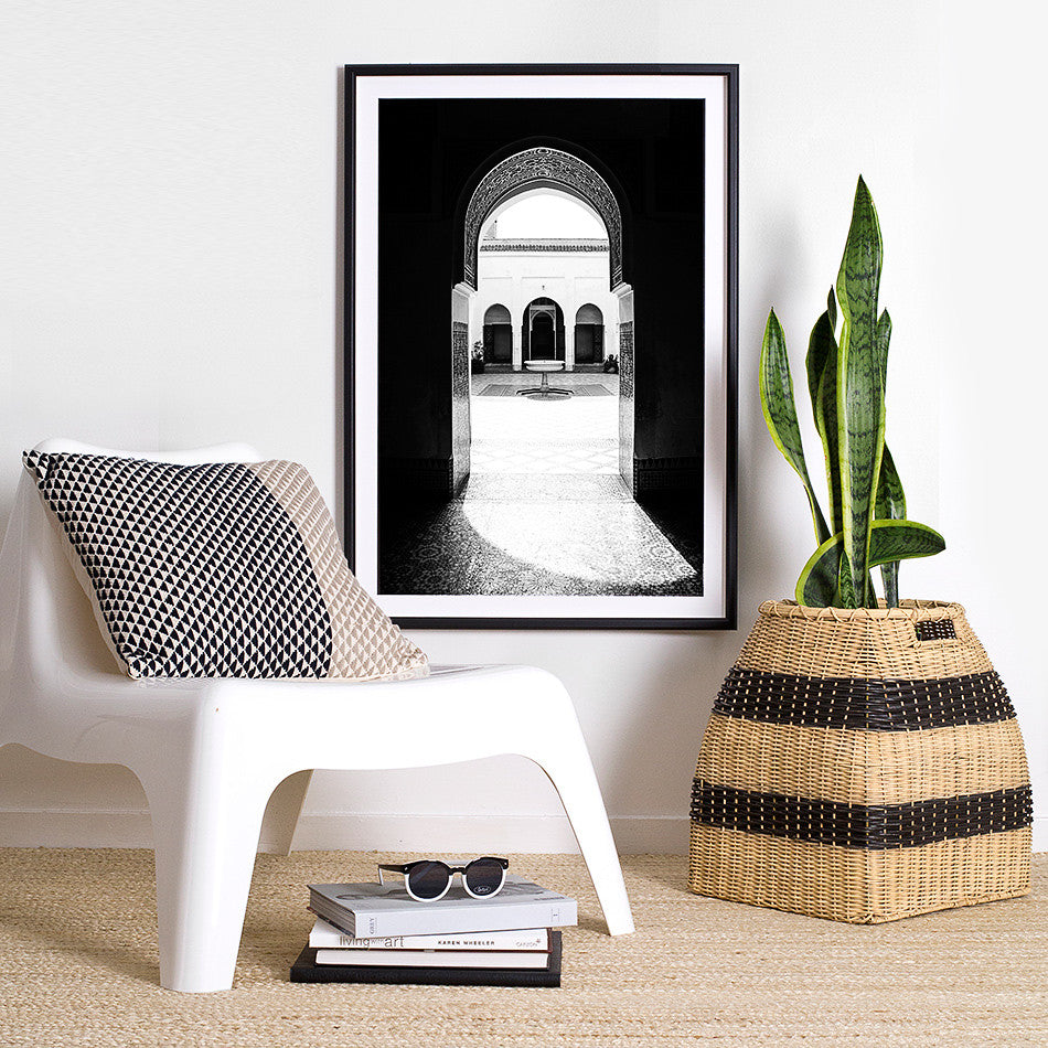 Bahia Palace Marrakesh photography photo print for wall moroccan home wares design black and white decor homewares