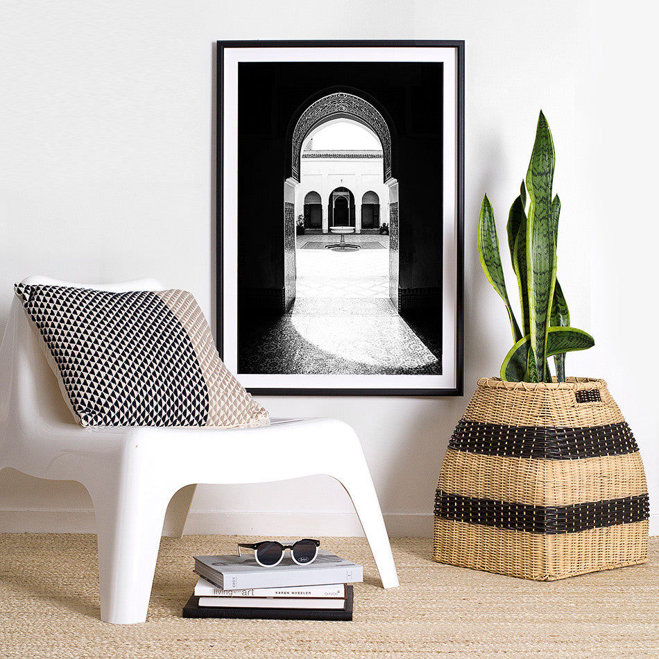 Bahia Palace Marrakesh photography photo print for wall moroccan home wares design black and white decor homewares