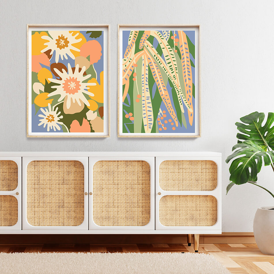 pastel toned art print pastel coloured artwork by Brisbane artist colourful print design